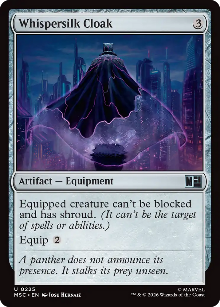 Whispersilk Cloak (Surge Foil) [Marvel Super Heroes Commander] Magic: The Gathering