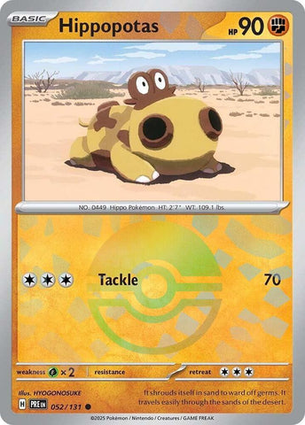 Hippopotas (052/131) (Poke Ball Pattern) [Scarlet & Violet: Prismatic Evolutions] Pokémon