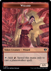 Chandra, Torch of Defiance Emblem // Wizard Double-Sided Token [Commander Masters Tokens] Magic: The Gathering