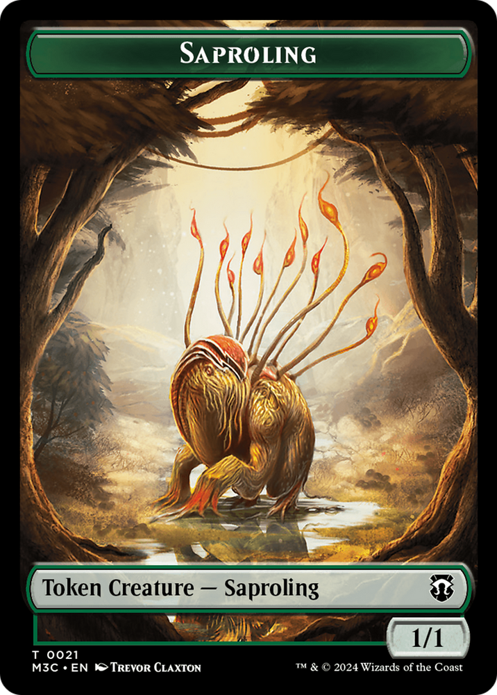 Tarmogoyf (Ripple Foil) // Saproling Double-Sided Token [Modern Horizons 3 Commander Tokens] Magic: The Gathering
