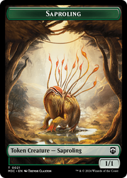 Tarmogoyf (Ripple Foil) // Saproling Double-Sided Token [Modern Horizons 3 Commander Tokens] Magic: The Gathering