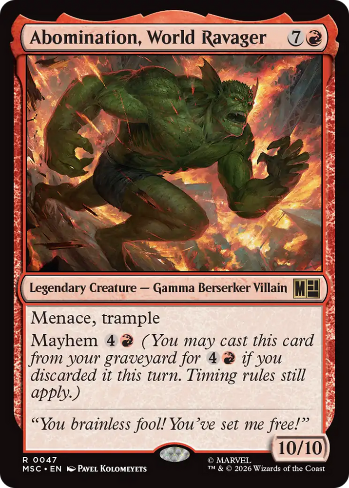 Abomination, World Ravager (Surge Foil) [Marvel Super Heroes Commander] Magic: The Gathering