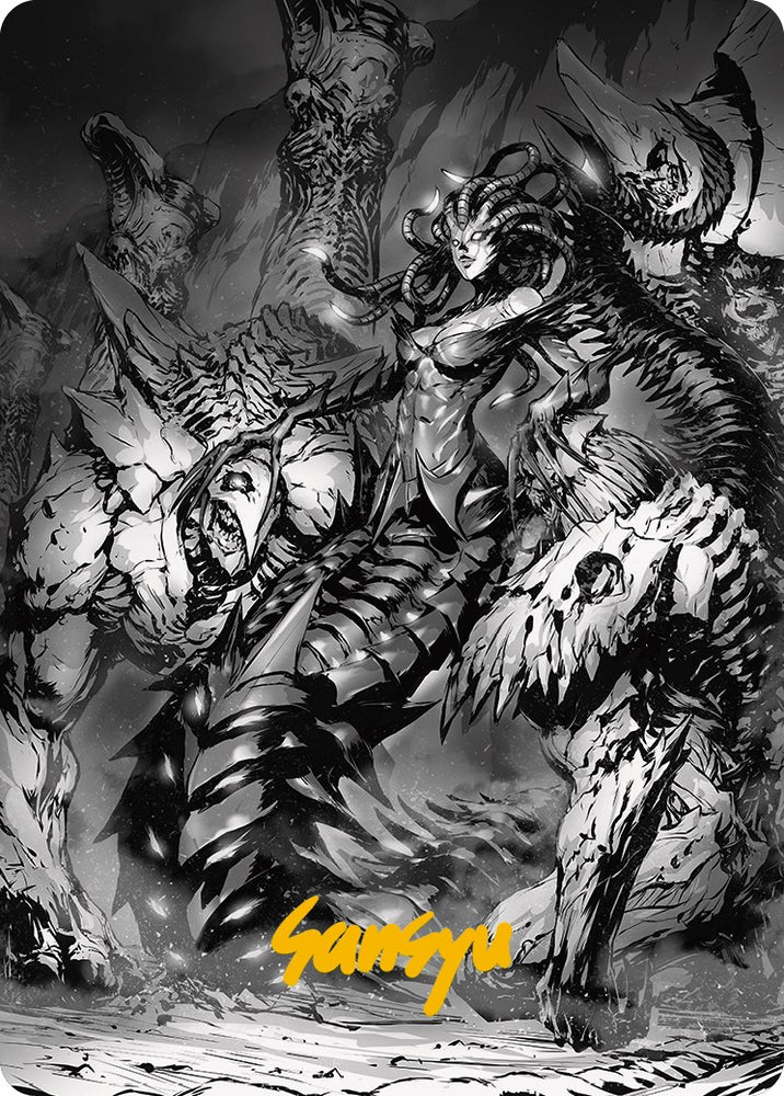 Vraska, Betrayal's Sting Art Card (Gold-Stamped Signature) [Phyrexia: All Will Be One Art Series] Magic: The Gathering