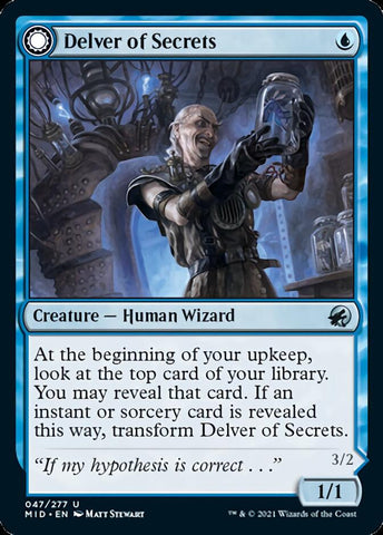 Delver of Secrets // Insectile Aberration [Innistrad: Midnight Hunt] Magic: The Gathering