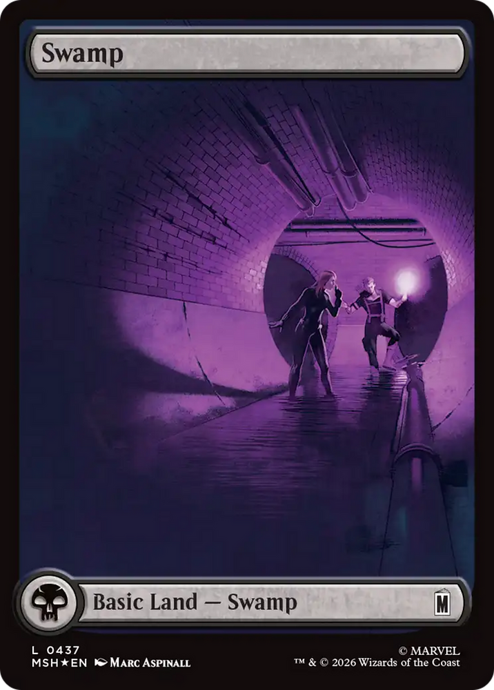 Swamp (0437) (Surge Foil) [Marvel Super Heroes] Magic: The Gathering