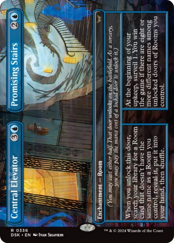 Central Elevator // Promising Stairs (Borderless) [Duskmourn: House of Horror] Magic: The Gathering