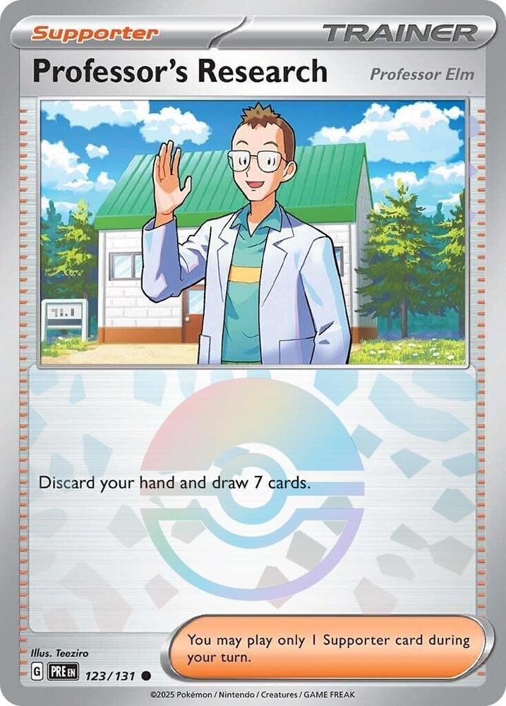 Professor's Research (123/131) [Professor Elm] (Poke Ball Pattern) [Scarlet & Violet: Prismatic Evolutions] Pokémon