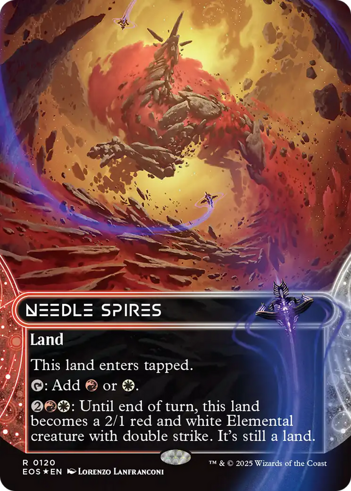 Needle Spires (0120) (Borderless) (Galaxy Foil) [Edge of Eternities: Stellar Sights] Magic: The Gathering