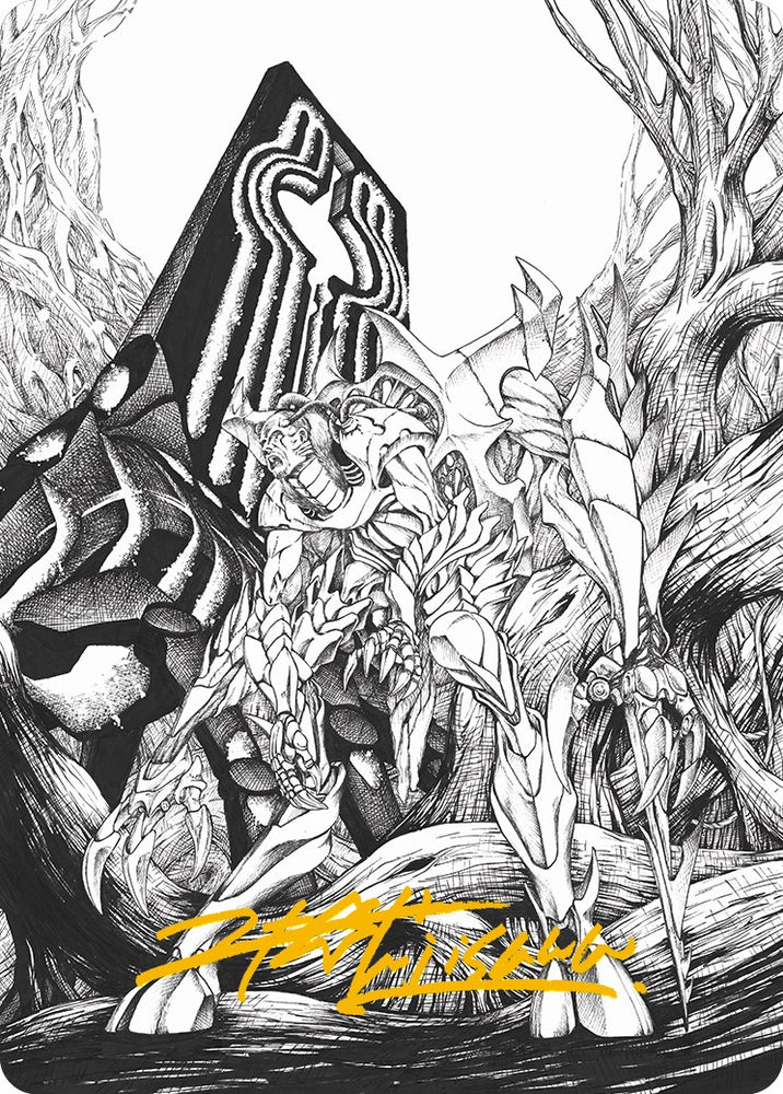 Lukka, Bound to Ruin Art Card (Gold-Stamped Signature) [Phyrexia: All Will Be One Art Series] Magic: The Gathering