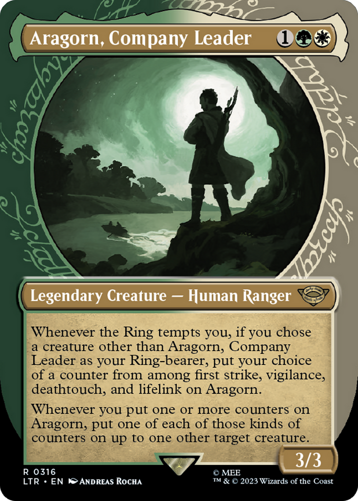 Aragorn, Company Leader (Showcase Ring Frame) [The Lord of the Rings: Tales of Middle-Earth] Magic: The Gathering