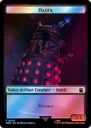 Dalek // Dinosaur Double-Sided Token (Surge Foil) [Doctor Who Tokens] Magic: The Gathering