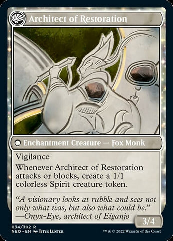 The Restoration of Eiganjo // Architect of Restoration [Kamigawa: Neon Dynasty] Magic: The Gathering
