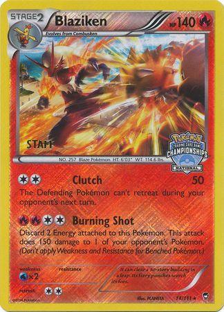 Blaziken (14/111) (Staff National Championship Promo) [XY: Furious Fists] Pokémon