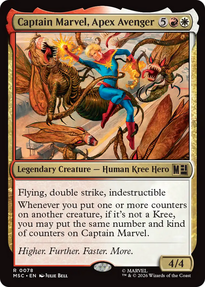 Captain Marvel, Apex Avenger (Surge Foil) [Marvel Super Heroes Commander] Magic: The Gathering