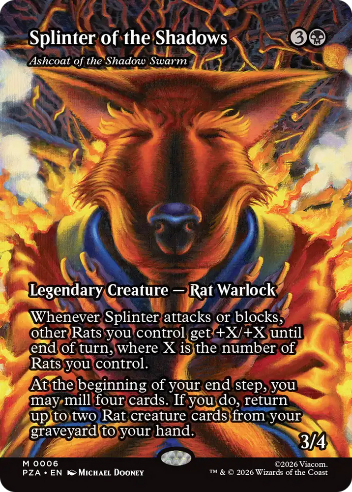 Splinter of the Shadows - Ashcoat of the Shadow Swarm (Borderless) [Teenage Mutant Ninja Turtles Eternal-Legal] Magic: The Gathering