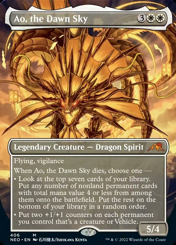 Ao, the Dawn Sky (Borderless Alternate Art) [Kamigawa: Neon Dynasty] Magic: The Gathering