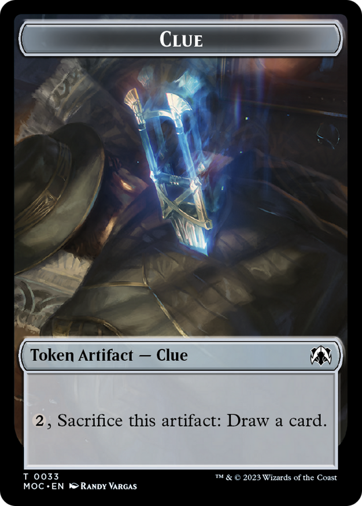 Golem // Clue Double-Sided Token [March of the Machine Commander Tokens] Magic: The Gathering