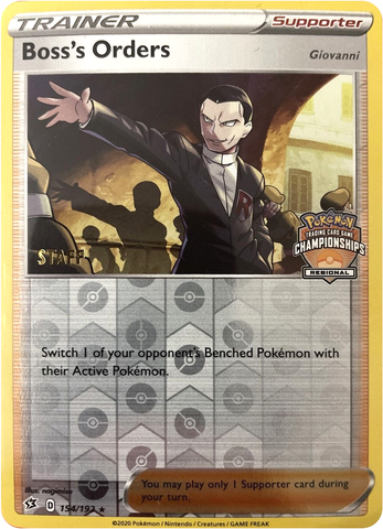 Boss's Orders (154/192) (Staff Regional Championships) [League & Championship Cards] Pokémon