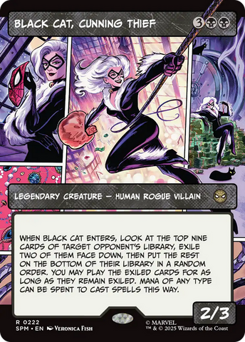 Black Cat, Cunning Thief (Borderless) [Marvel's Spider-Man] Magic: The Gathering
