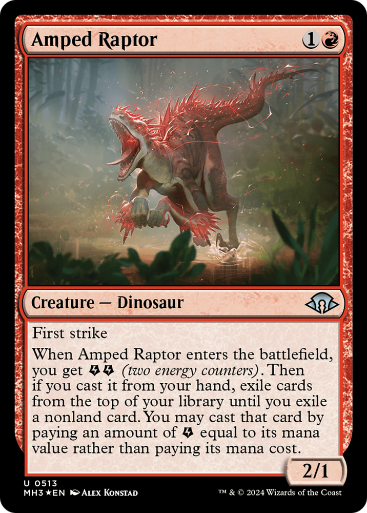 Amped Raptor (Ripple Foil) [Modern Horizons 3] Magic: The Gathering