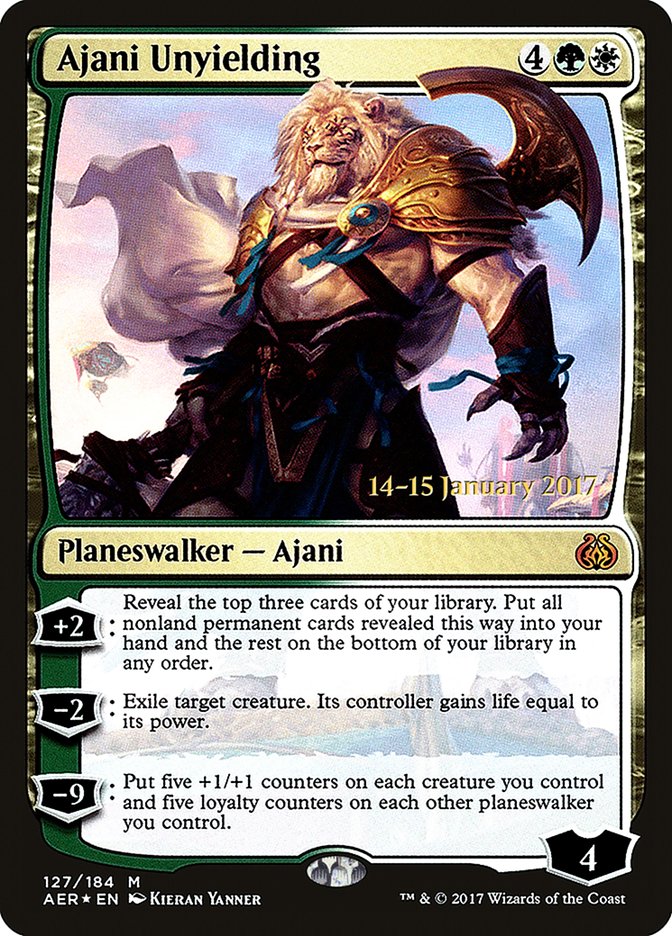 Ajani Unyielding [Aether Revolt Prerelease Promos] Magic: The Gathering