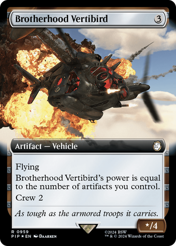 Brotherhood Vertibird (Extended Art) (Surge Foil) [Fallout] Magic: The Gathering
