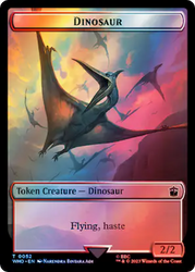 Warrior // Dinosaur Double-Sided Token (Surge Foil) [Doctor Who Tokens] Magic: The Gathering