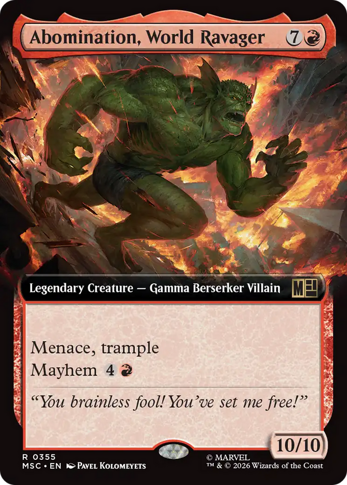 Abomination, World Ravager (Extended Art) [Marvel Super Heroes Commander] Magic: The Gathering