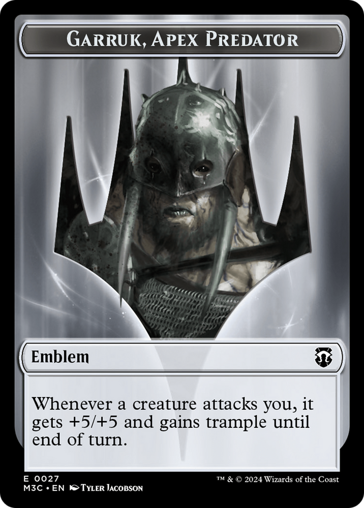Saproling (Ripple Foil) // Emblem - Garruk, Apex Predator Double-Sided Token [Modern Horizons 3 Commander Tokens] Magic: The Gathering