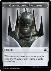 Saproling (Ripple Foil) // Emblem - Garruk, Apex Predator Double-Sided Token [Modern Horizons 3 Commander Tokens] Magic: The Gathering