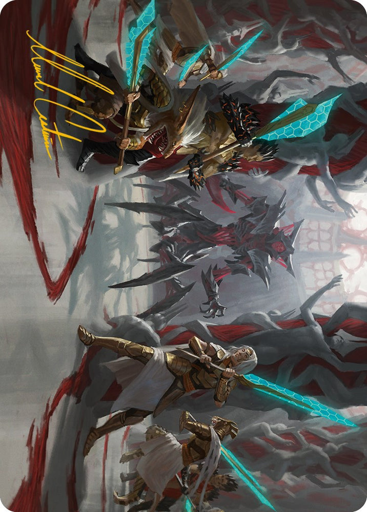 Goldwardens' Gambit Art Card (Gold-Stamped Signature) [Phyrexia: All Will Be One Art Series] Magic: The Gathering