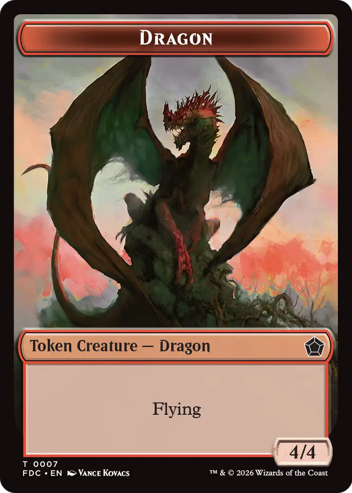 Dragon (0007) // Treasure Double-Sided Token [Foundations Commander Tokens] Magic: The Gathering