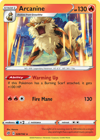Arcanine (028/192) [Sword & Shield: Rebel Clash] Pokémon