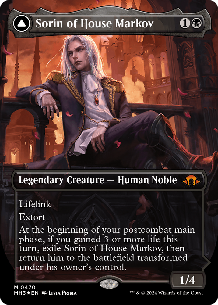 Sorin of House Markov // Sorin, Ravenous Neonate (Borderless) (Textured Foil) [Modern Horizons 3] Magic: The Gathering