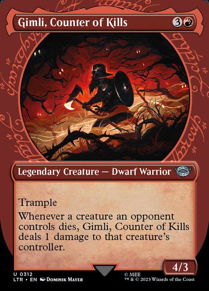 Gimli, Counter of Kills (Showcase Ring Frame) [The Lord of the Rings: Tales of Middle-Earth] Magic: The Gathering