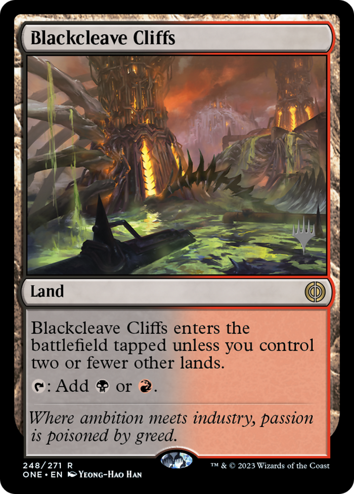 Blackcleave Cliffs (Promo Pack) [Phyrexia: All Will Be One Promos] Magic: The Gathering