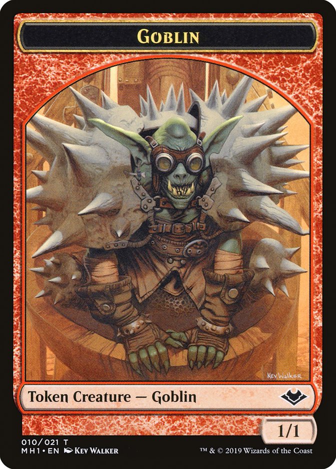 Goblin (010) // Wrenn and Six Emblem Double-Sided Token [Modern Horizons Tokens] Magic: The Gathering