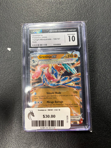 Greninja ex - 106/167 - CGC 10.0 Gem Mint -  (Double Rare) Pokemon