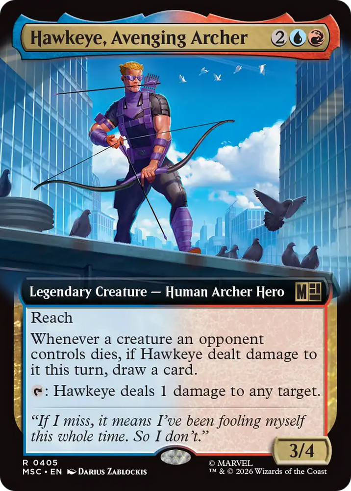 Hawkeye, Avenging Archer (Extended Art) [Marvel Super Heroes Commander] Magic: The Gathering