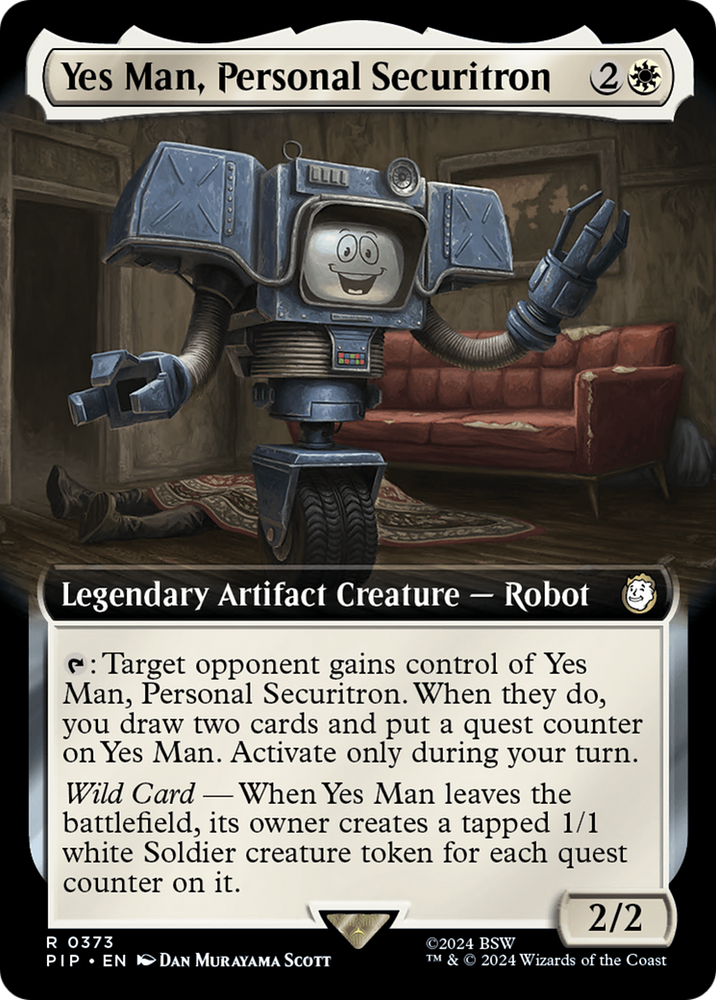 Yes Man, Personal Securitron (Extended Art) [Fallout] Magic: The Gathering