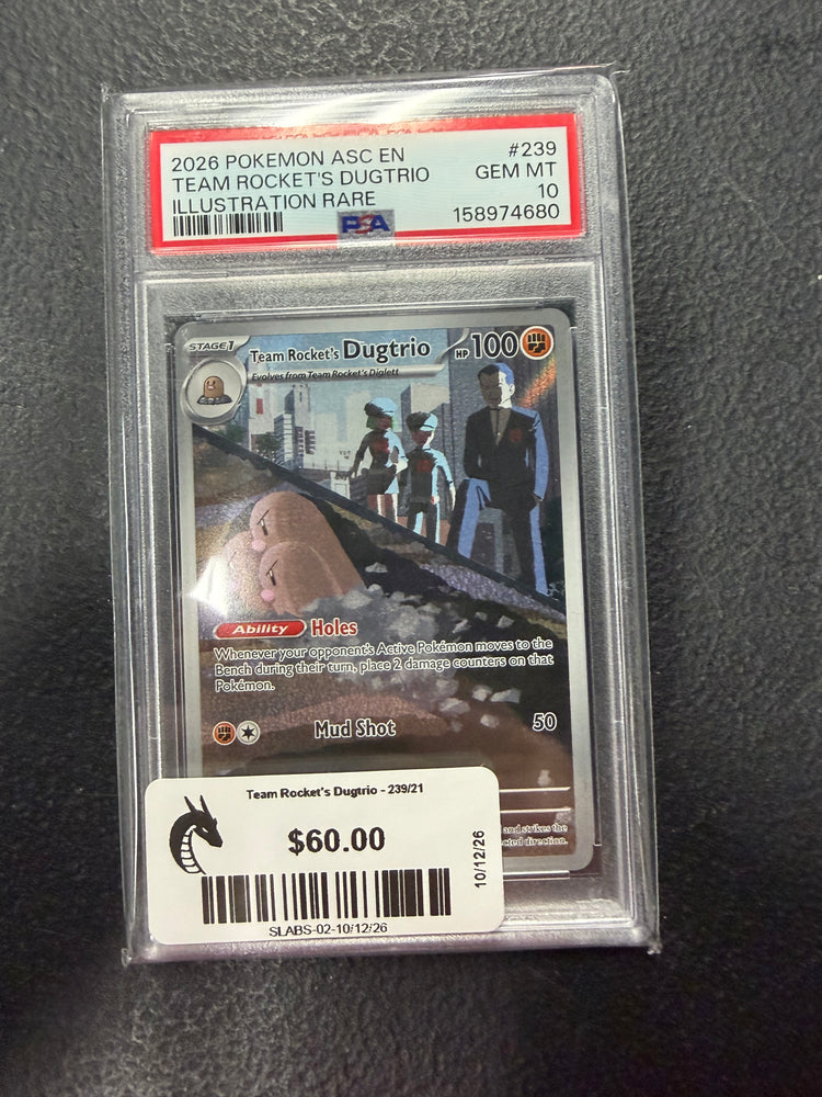Team Rocket's Dugtrio - 239/217 - PSA 10.0 GEM - MT - Item only (Illustration Rare) Pokemon