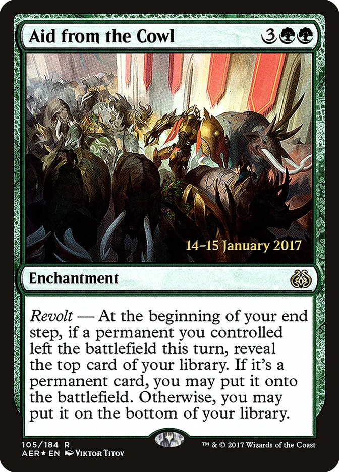 Aid from the Cowl [Aether Revolt Prerelease Promos] Magic: The Gathering