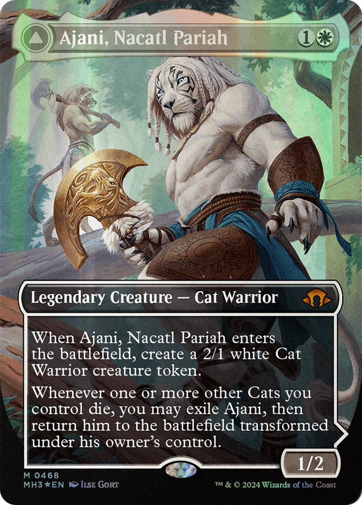 Ajani, Nacatl Pariah // Ajani, Nacatl Avenger (Borderless) (Textured Foil) [Modern Horizons 3] Magic: The Gathering