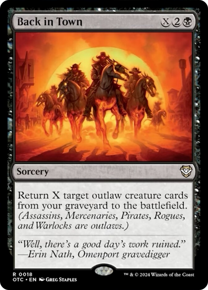 Back in Town [Outlaws of Thunder Junction Commander] Magic: The Gathering