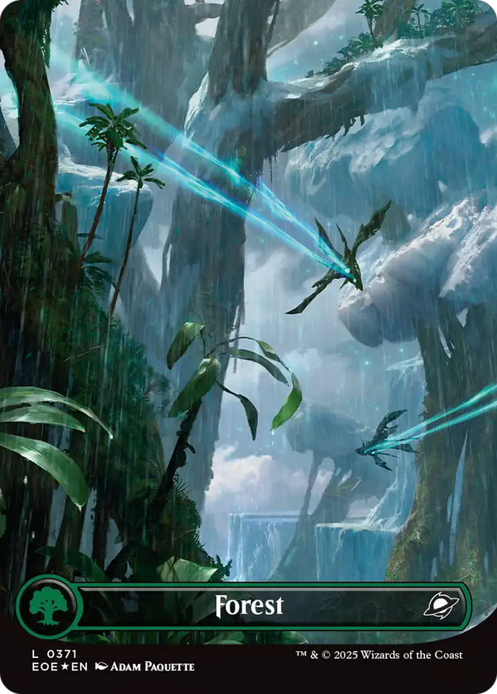 Forest (0371) (Borderless) (Galaxy Foil) [Edge of Eternities] Magic: The Gathering