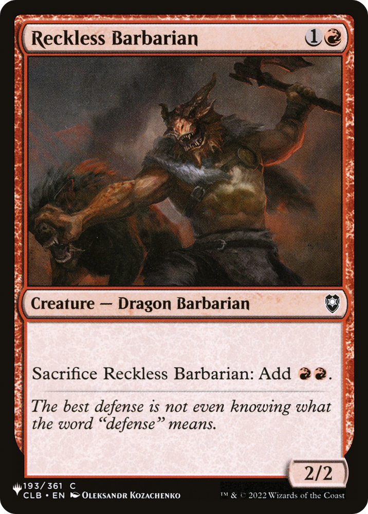 Reckless Barbarian [The List] Magic: The Gathering