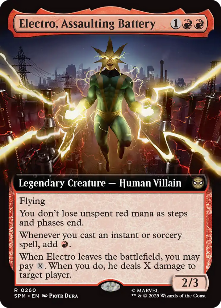 Electro, Assaulting Battery (Extended Art) [Marvel's Spider-Man] Magic: The Gathering