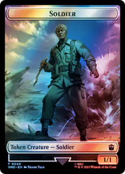 Soldier // Mark of the Rani Double-Sided Token (Surge Foil) [Doctor Who Tokens] Magic: The Gathering