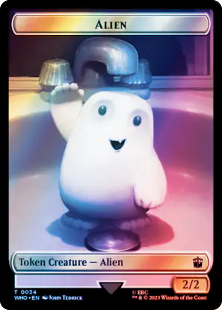 Alien // Mark of the Rani Double-Sided Token (Surge Foil) [Doctor Who Tokens] Magic: The Gathering