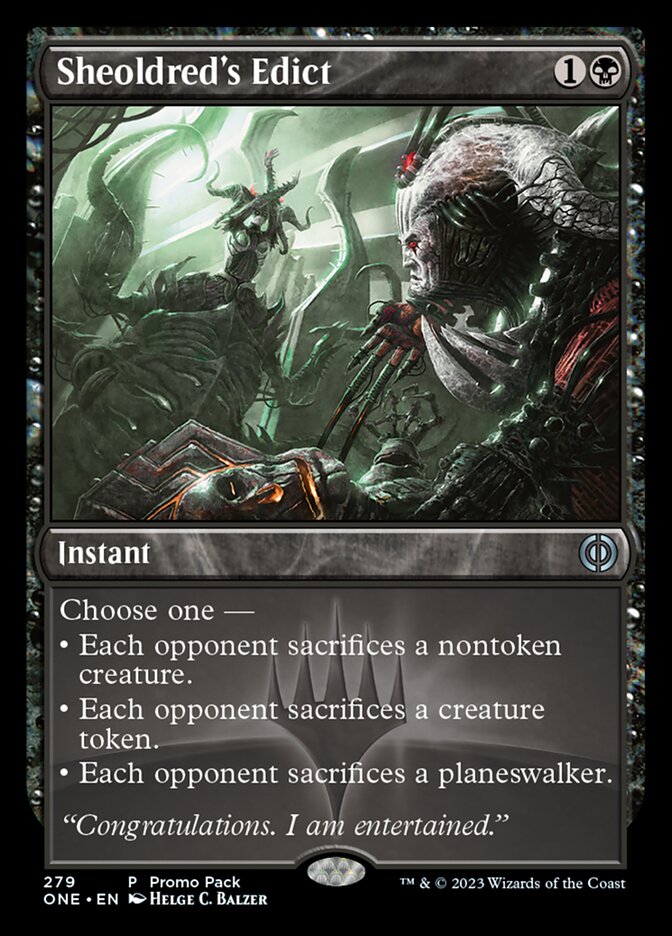 Sheoldred's Edict (Promo Pack) [Phyrexia: All Will Be One Promos] Magic: The Gathering